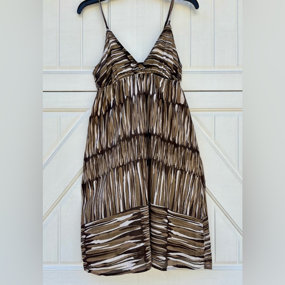GAP Brown Tan Print Cotton Sundress Size 4 Empire Waist